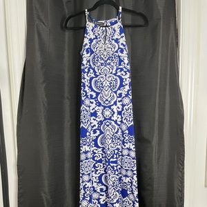 Royal blue & white maxi dress